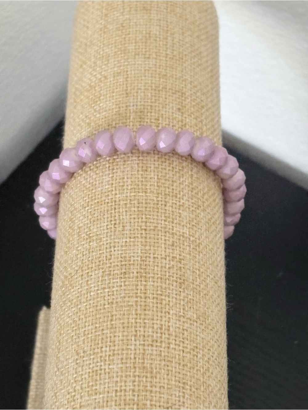 Handcrafted lavender painted glass Rondelle beaded bracelet